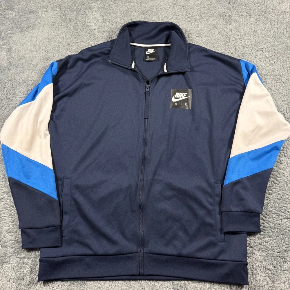 Nike Air Track Jacket Navy Blue Colorblock Full Zip Training  Men's‎ Size L